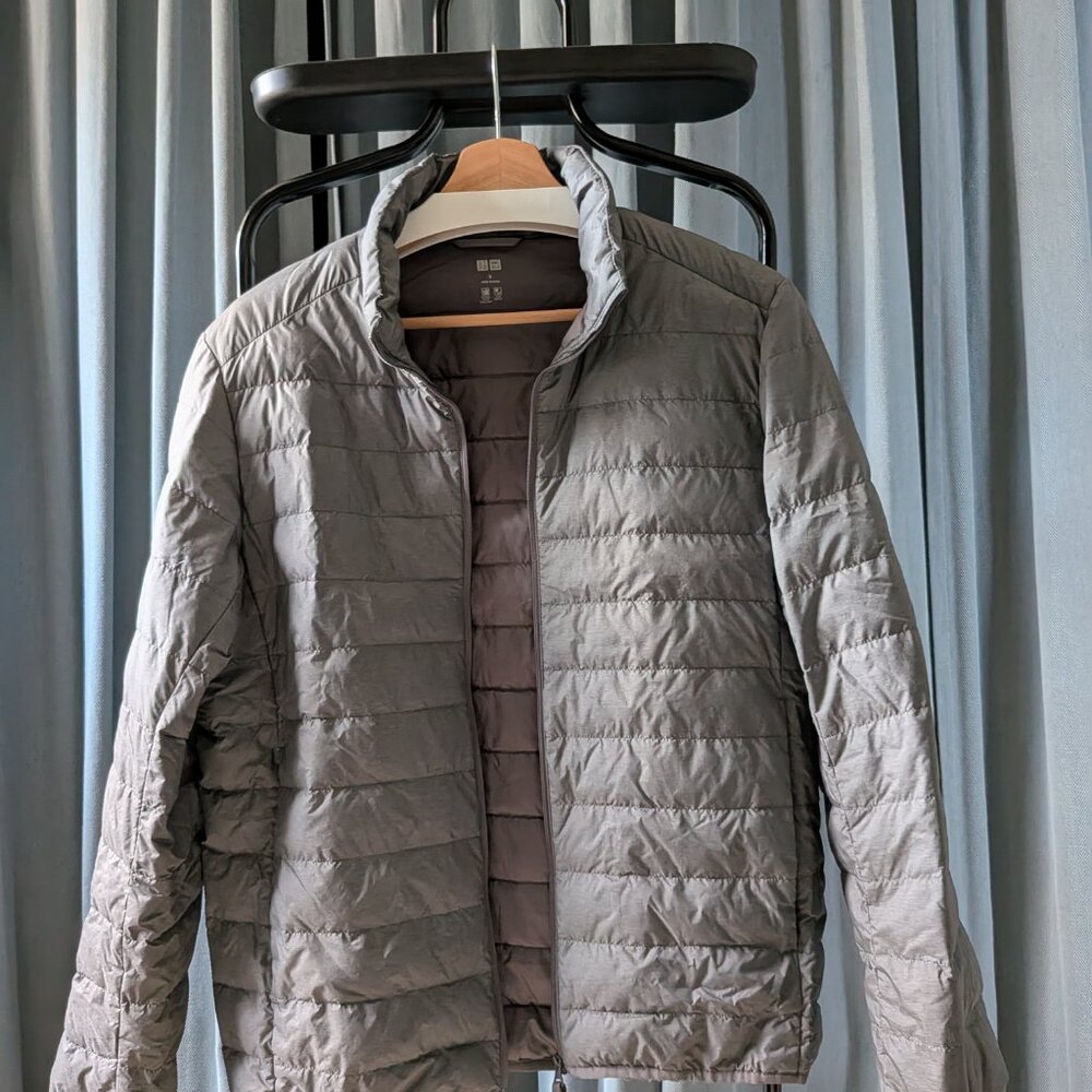 Men's Gray Ultra Light Down Jacket - Uniqlo - S Size